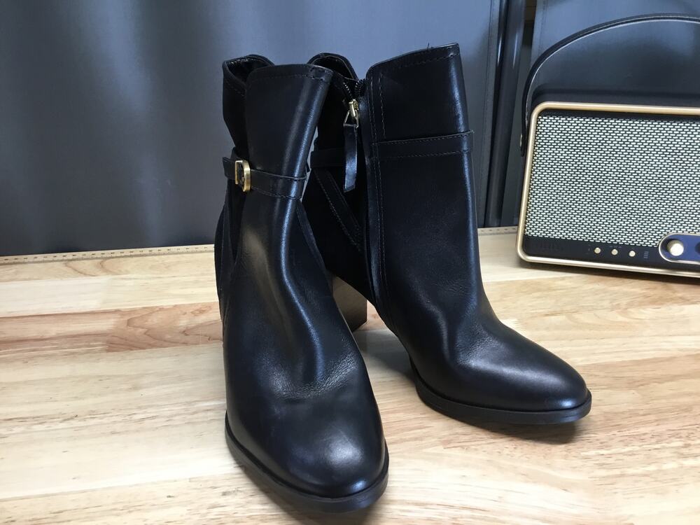 Naturalizer 27 Edit Bexley Boot Women's 8.5 Black Leather Side Zipper Almond Toe